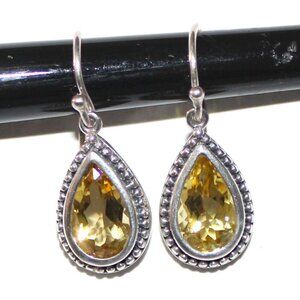Sterling Silver Citrine Tear Drop Earrings